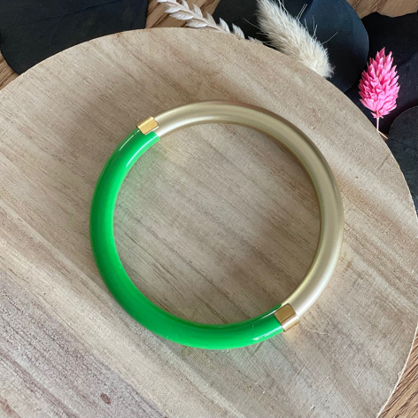 Bracelet jonc vert et doré