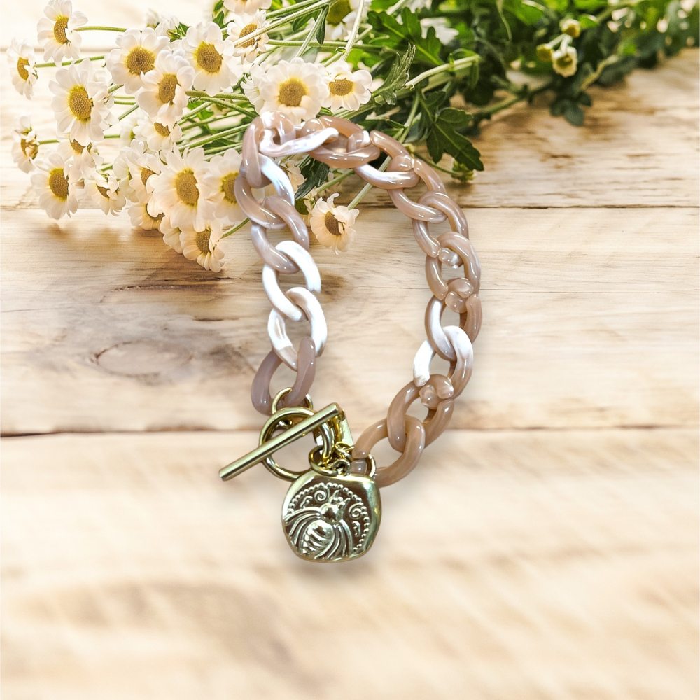 Bracelet maille rosé et doré abeille